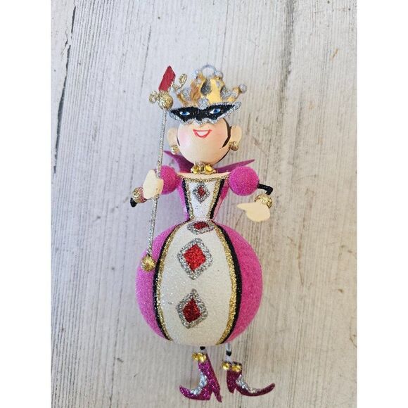 Pier 1 Queen jointed glitter metal valentine ornament vintage Xmas tree wand pin - Picture 1 of 10